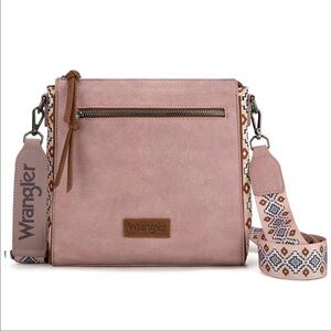 Wrangler Blush Crossbody Bag with Patterned Strap